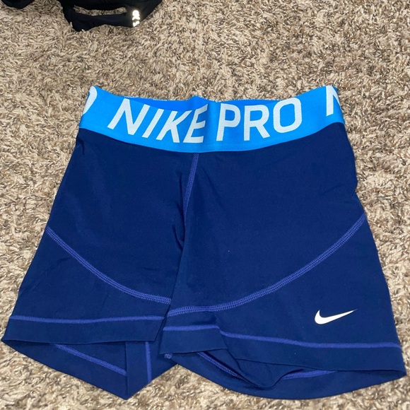 Nike Blue Compression Shorts with Logo Waistband - Picture 2 of 4